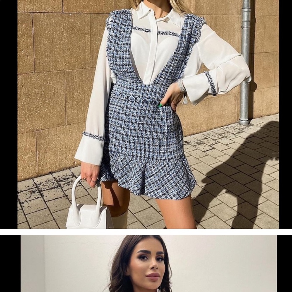 New zara tweed blue dress